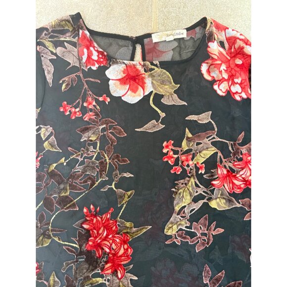 Dark Romantic Velvet Burnout Sheer Floral Sz M Top Lace Whimsigoth Sheer Fairy - Picture 14 of 14